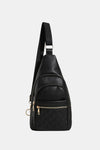 Leather Sling Bag black front inside view pocket