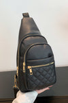Leather Sling Bag white front view full size