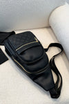 Leather Sling Bag black front inside view full view
