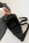 Leather Sling Bag black front inside view