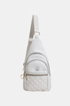 Leather Sling Bag white front view full view