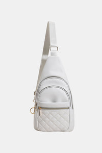 Leather Sling Bag white front view full view