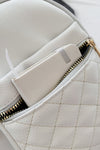 Leather Sling Bag white front view pocket