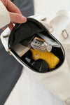 Leather Sling Bag white front view inside size