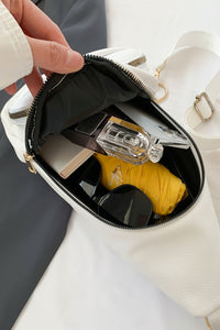 Leather Sling Bag white front view inside size