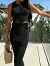Knit Top and Slit Skirt Sweater Set skirt view