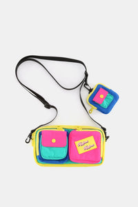 Removable Strap Crossbody Bag with EarPods Bag hot pink front view