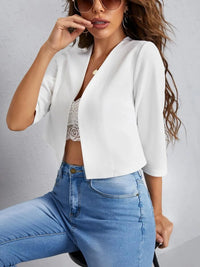 Open Front 3/4 Sleeve Blazer front view