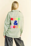 Multi Color Rock & Roll Fringed Hem Loose Fit Shacket back view
