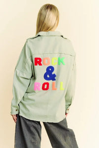 Multi Color Rock & Roll Fringed Hem Loose Fit Shacket back view