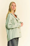 Multi Color Rock & Roll Fringed Hem Loose Fit Shacket side view