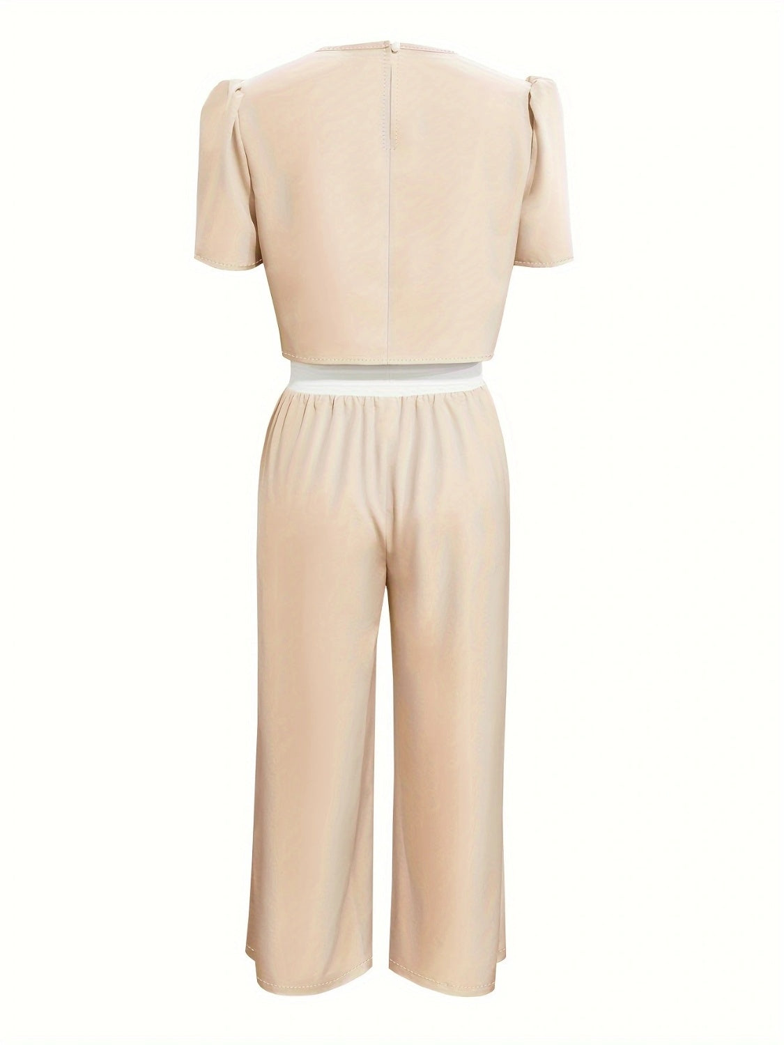 Lightweight Short Sleeve Top and Tied Pants Set back view