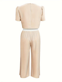 Lightweight Short Sleeve Top and Tied Pants Set back view