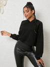 Lace-Up Back Long Sleeve Hoodie front side