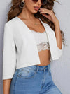 Open Front 3/4 Sleeve Blazer front view side
