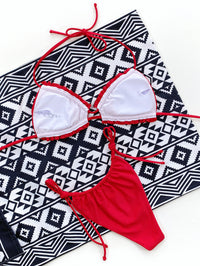 Halter Bikini Two-Piece Set red view inside