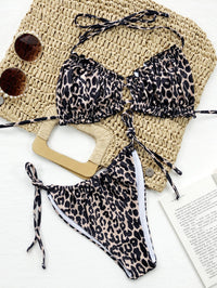Halter Bikini Two-Piece Set leopard print front view styled