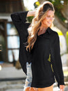 Linen Dropped Shoulder Cover Up black front view up close