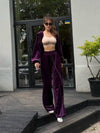 purple Hooded Jacket and Pants Lounge Set front view