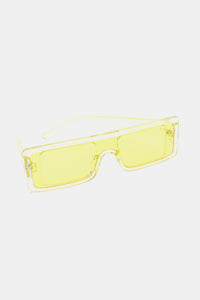 Polycarbonate Frame Rectangle Sunglasses yellow front lens view