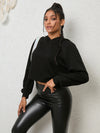 Lace-Up Back Long Sleeve Hoodie styled