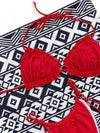 Halter Bikini Two-Piece Set red front view bra