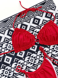 Halter Bikini Two-Piece Set red front view bra