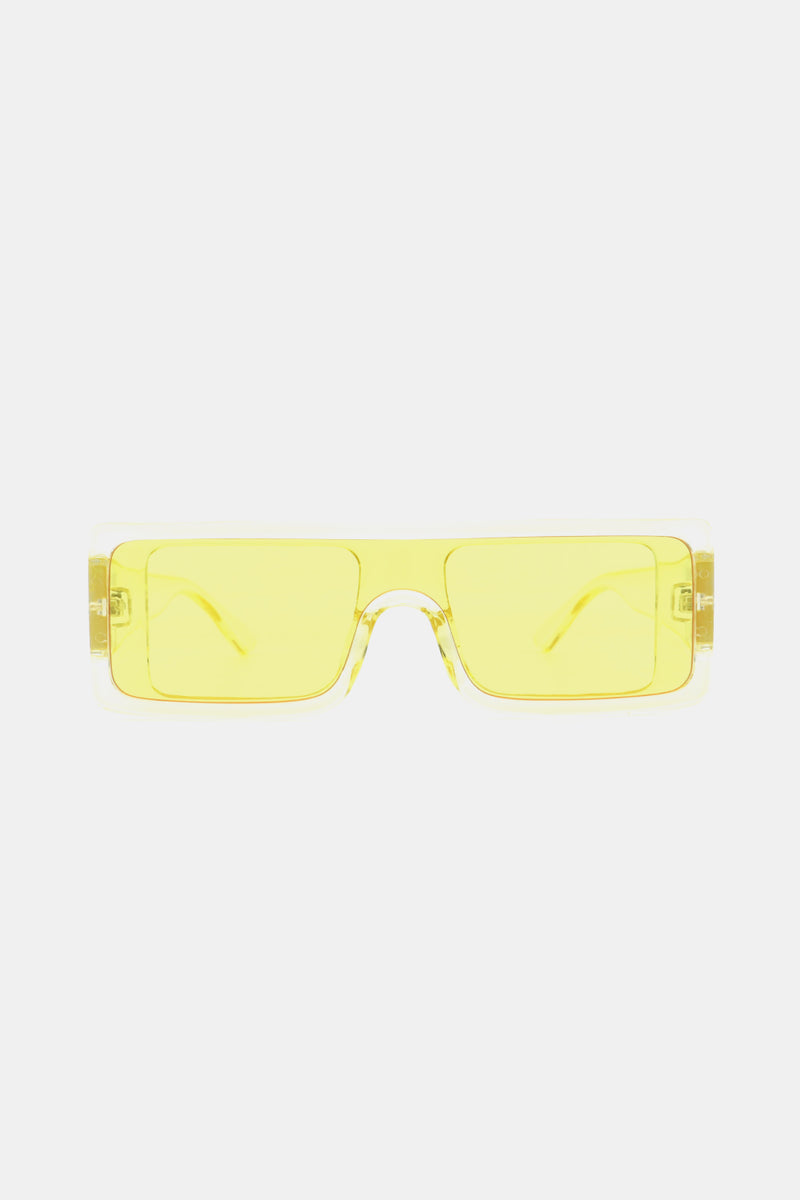 Polycarbonate Frame Rectangle Sunglasses yellow front view
