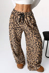 Leopard Wide Leg Pants front view elastic waist