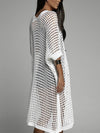 Waffle Kint Open Front Three-Quarter Sleeve Cover Up white side view