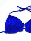 Halter Bikini Two-Piece Set blue front view bra