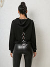 Lace-Up Back Long Sleeve Hoodie back view