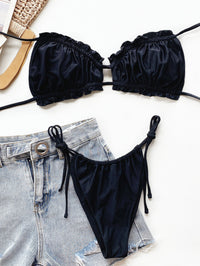 Halter Bikini Two-Piece Set black front view styled
