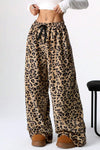 Leopard Wide Leg Pants front view tie closure