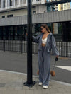 charcoal Hooded Jacket and Pants Lounge Set front view styled