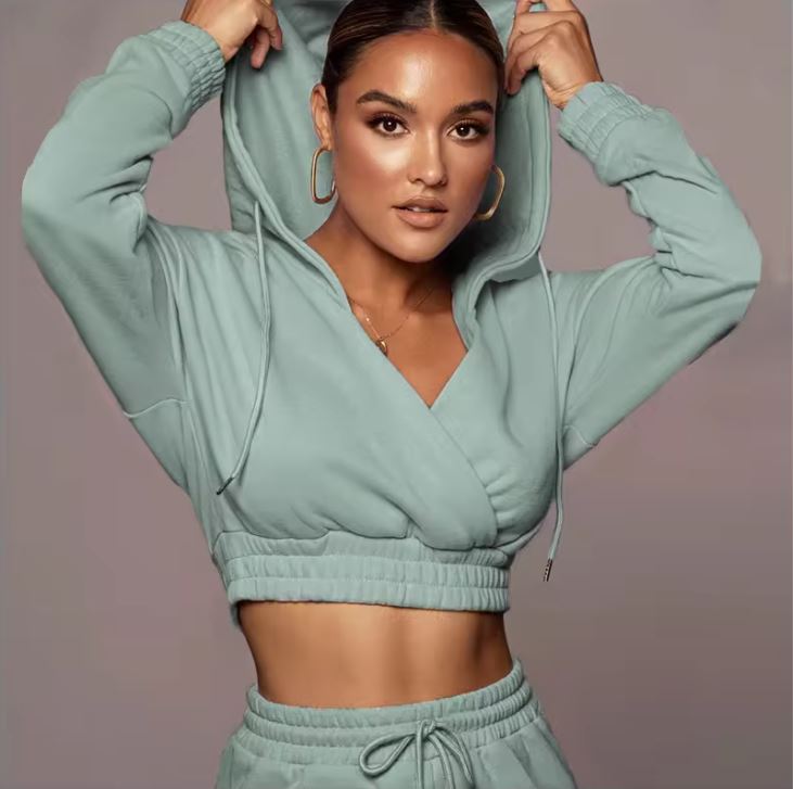 Crop top hoodie Track suit